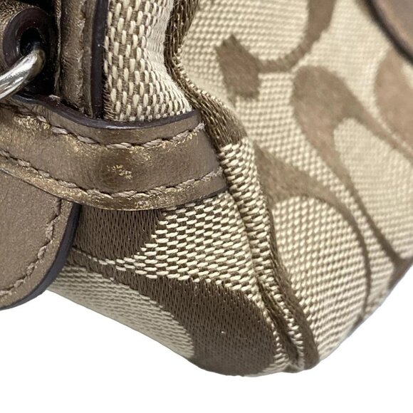Auth COACH Signature 48444 Beige Brown Jacquard Leather - Pouch - Picture 9 of 9